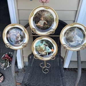 Vintage Decorative Plates with Children Illustrations
